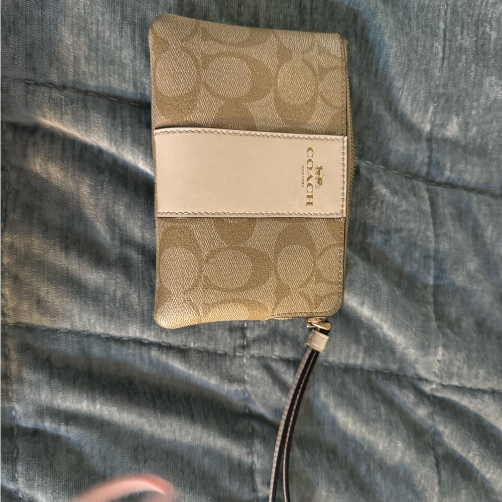 Coach Tan and Cream Wristlet